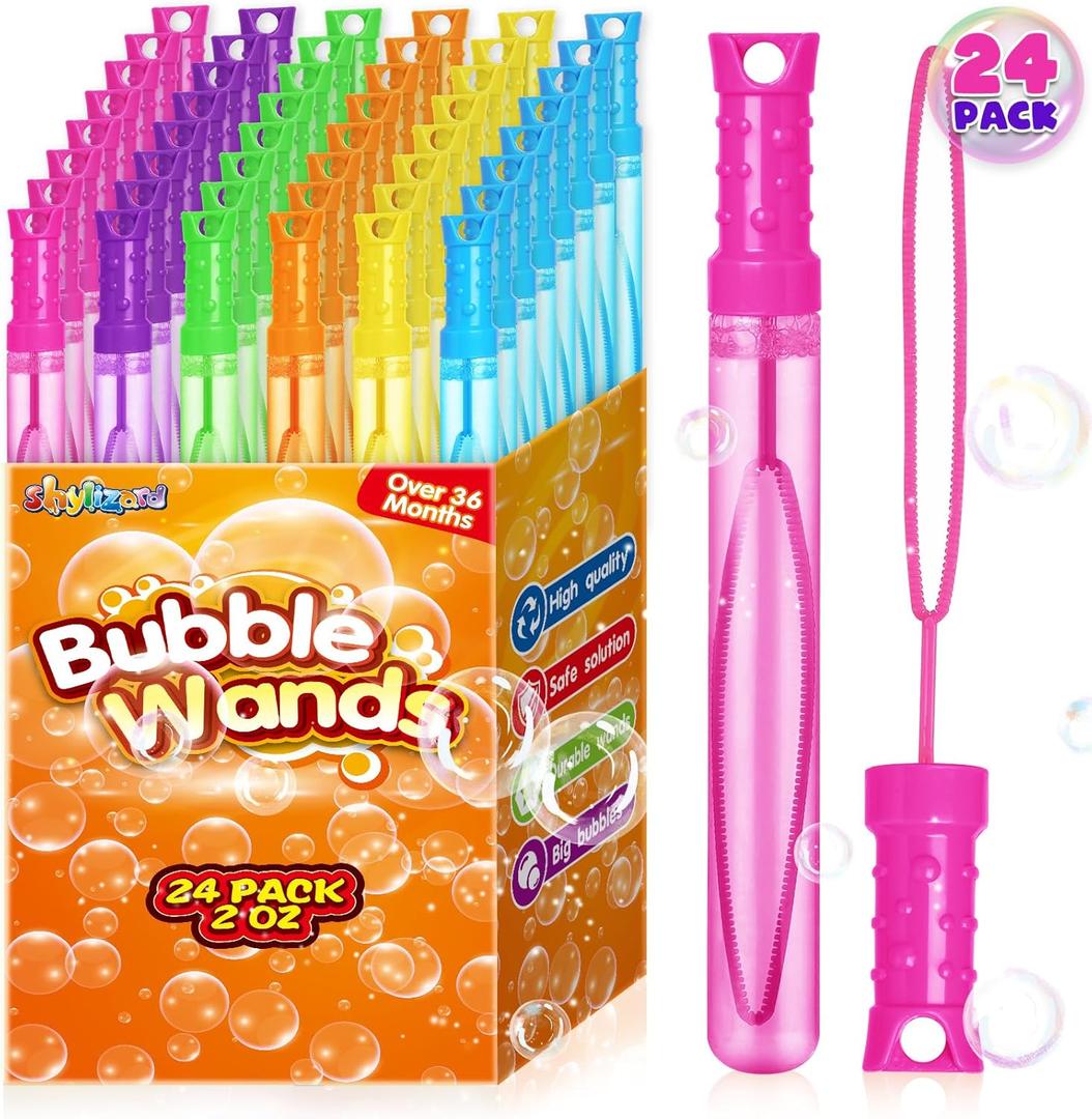 24PCS Bubble Wands for Kids,Bulk Bubble Wand for Kids Party Favor, Bubble Maker for Party Favor,Birthday,Goodie Bags, Wedding, Carnival Prizes, Summer Outdoor Toy Gifts, Assortment 6 Colors