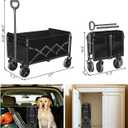 Folding Wagon Cart with All-Terrain Wheels Heavy Duty Collapsible Utility Wagon for Grocery, Sports, Garden, Camping, Shopping (Black 330LBS)