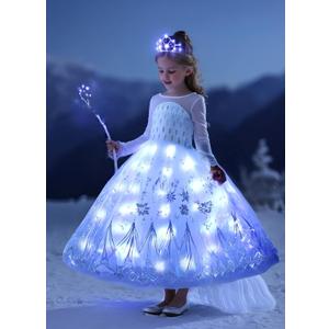 Girls Princess Costume Light Up Dress Halloween Carnival Cosplay Birthday Party Dress 7-8