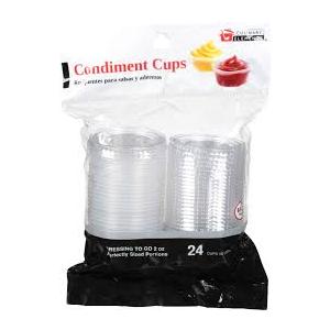 Condiment Cups, 2 oz. clear plastic cups with lids 24 cups