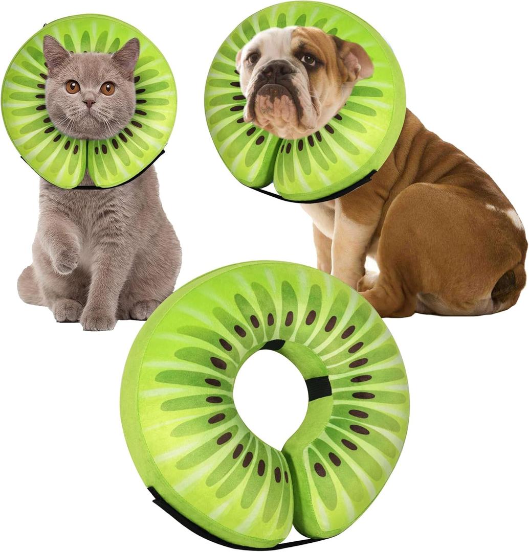 Recovery Donut Collar for Dogs & Cat,Inflatable Dog Cone Collar Alternative After Surgery,Soft Cone for Large Medium Small Dog,Adjustable Pet Neck Donut(Kiwi,XL)