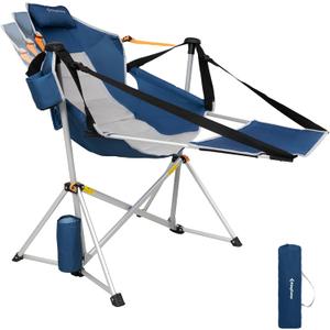 KingCamp Hammock Chair with Footrest – Heavy Duty Swinging Rocking Camping Chairs for Adults up to 400lbs, Folding Portable Oversized Rocker with Cup Holder & Pillow for Outdoor Beach Lawn RV Sports