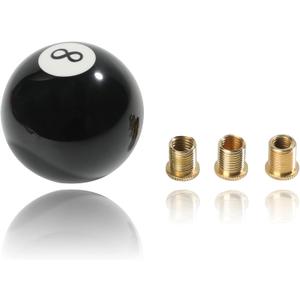 Round Acrylic Gear Shift, Universal Shifter Knob with 3 Adapters, Fit for Manual Car M 8 * 1.25, M 10 * 1.25, M 10 * 1.5, M 12 * 1.25 (Black)