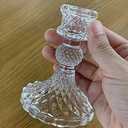 Clear Glass Candlestick Holders Set of 2Taper Candle Holders Fit 0.8 Inch Candles, Crystal Decorative Candle Stand Centerpiece for Table Wedding Dinning Party 4 Inch Tall