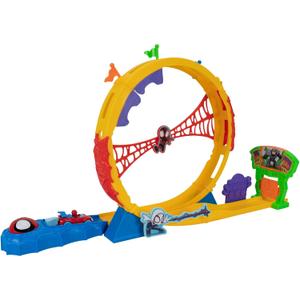 Jazwares Marvel Spidey and His Amazing Friends Amazing Metals Super Loop Track Set - 28-Inch Race Track with Launcher, 360 Degree Super Loop, and Exclusive Amazing Metals Vehicle
