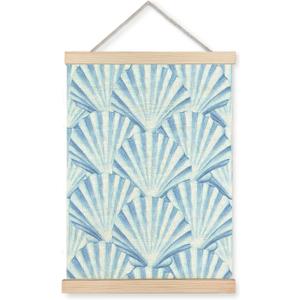 CIOJUNE Seashell Wall Decor, Trendy Preppy Blue Seashell Wall Art Poster Hanger Frame, Preppy Beach Room Decor, Coastal Beachy Canvas Prints Wall Art for Home Living Room Dorm Decor, 12x16 Inch