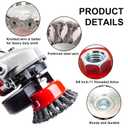 6 Pack Wire Wheel Brush for 4-1/2" Angle Grinder, 5/8" Threaded Arbor, 0.02" Carbon Steel Twisted Wire Brush for Rust Removal, Weld Cleaning