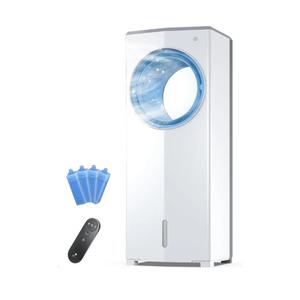 Windowless Portable Air Conditioner, 26" Small Evaporative Air Cooler for Room No Window, 3-Speed Settings, 4 Modes, 7H Timer, Remote Control, 4 Ice Packs, Quiet AC Unit for Bedroom, White