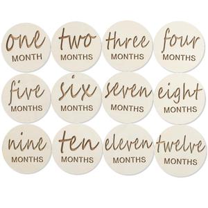 12pcs Wooden Baby Monthly Milestone Cards,Pregnancy and Baby Growth Monthly Milestone Wood Discs,Milestone for Baby Boy,Months Signs Milestone for Baby Girl,Fathers Day Gift (multicolored)