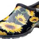 Sloggers Original Waterproof Rain and Garden Shoe for Women Outdoor Slip-On Garden Clog - Made in The USA with Premium Comfort Insole and Arch Support (7, Sunflower Print Black)