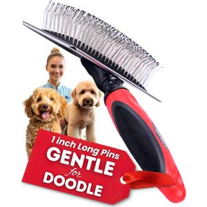 Dog Slicker Brush - Large - Protective Ball Tipped Pins Massages Pet Skin - Professional Groomer Dog Brush for Goldendoodle - Golden Retriever Brush (Large Size) (1 Count (Pack of 1))