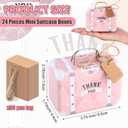 24 Pieces Mini Suitcase Party Favor Boxes Mini Pink Luggage Gift Suitbox Vintage Candy Tin Suitcase with Handles, Labels and Twine for Travel Themed Party Bridal Shower Wedding Decoration