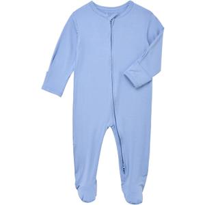 Aablexema Baby Footie Pajamas Zipper - Rayon from Bamboo Infant Footed Pjs with Mittens Sleepwear Jammies (Newborn)