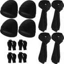 Suhine 16 Pcs Winter Beanie Hat Scarf Gloves Earmuff Sets for Men Women homeless Warm Knitted Beanie Hats Touch Screen Gloves Long Scarf Earmuff Bulk for Outdoor Sport (Black) (Black)