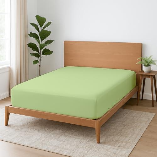 Cottington Lane 1 Piece Olympic Queen Size Fitted Sheet Only, Premium Hotel Quality Brushed Microfiber 15 Inch Deep Pocket Bottom Sheet, Ultra Soft, Breathable & Durable, Sage
