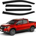 Canvcle Ridgeline Rain Guards - Window Visors for Honda Ridgeline 2017-2025 2026, Outside-Mount Tape-On Side Window Wind Deflectors for Ridgeline Accessories, Vent Visors Shades Rainproof Black 4PCS