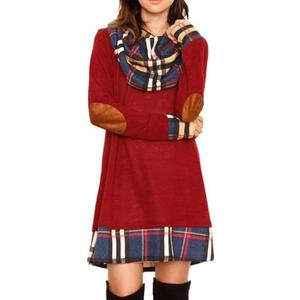 Alaster Queen Women's Long Sleeve Fall Dresses 2024 Trendy Casual Plaid Cowl Neck Winter Tunic Dress for Women Size L