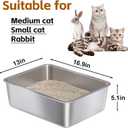 Stainless Steel Litter Box,Cat Litter Box High Sided, 17"L x 13"W x 5.1"H