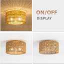 Rattan Ceiling Light Fixture, 3 Light Bohemian Modern Woven Ceiling Light, Boho Flush Mount Ceiling Light for Bedroom Living Room Dining Room, Bulb Not Included