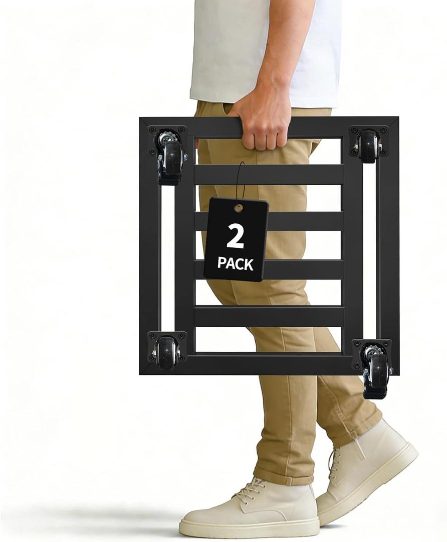 Plant Caddy with Wheels 2 Pack, 16'' Heavy Duty Metal Rolling Plant Stand