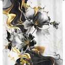 Omifly Black White Gold Marble Shower Curtain 72Wx84L Inch Abstract Flower Modern Floral Luxury Ink Texture Plant Minimalist Men with 12 Plastic Hooks Fabric Waterproof Toilet Accessories Decor