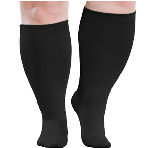 Plus Size Compression Socks: Wide Calf Compression Stockings for Men Women - Extra Large 20-30 mmHg Compression Hose Support for Running Travel Nurses Pregnancy, XL