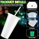 Honeydak 15 Pack Glow in the Dark Cup Halloween Tumbler with Straw and Lid Glowing Cup Water Bottle Iced Coffee Travel Mug Reusable Plastic for Party Birthday (24 oz,Fluorescent Green) (transparent white)