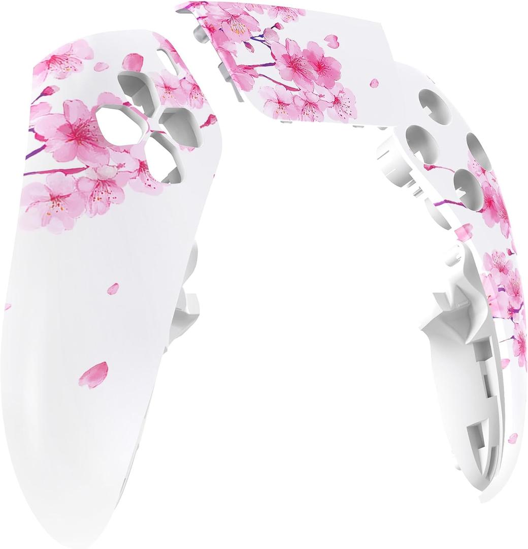 eXtremeRate Left Right Front Top Shell with Touchpad Compatible with p s 5 Edge Controller, Cherry Blossom Whisper Replacement Faceplate Shell DIY Touch Pad Cover Compatible with p s 5 Edge Controller