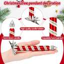 Soulchen 6 Pcs Candy Cane Striped Clip-on Candle Ornaments for Christmas Tree Vintage Retro Glass Frosted Taper Glittery Candle Stick Christmas Tree Ornaments for Holiday Decor