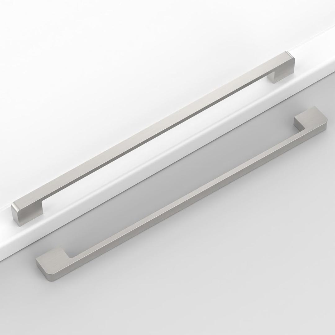 10 Pack 12-3/5"(320mm) Brushed Satin Nickel Cabinet Pulls Kitchen Cabinet Handles Drawer Pulls Cupboard Hardware for Cabinets (12-3/5"/320MM Hole Center)