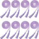 Trounistro 8 Pieces Graduation Cords Yarn Honor Cords with Tassel for College Graduation Students (White with Purple)