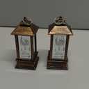 Hying 2 Pieces Ramadan Lanterns 5.2" Height Size Hanging Lamp Decoration Eid Mubarak Flameless Candle Lanterns Moroccan Decorative Lantern Ramadan Gifts Eid Mubarak Lamp for Home Tabletop Decor