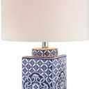 JONATHAN Y JYL3006A Choi 23" Chinoiserie LED Table Lamp Traditional Bedside Desk Nightstand Lamp for Bedroom Living Room Office College Bookcase LED Bulb Included, Blue/White