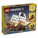 LEGO Creator 3 in 1 Pirate Ship Building Set, Kids can Rebuild The Pirate Ship into an Inn or Skull Island, Features 4 Minifigures and Shark Toy, Makes a Great Gift for Kids Ages 9+ Years Old, 31109
