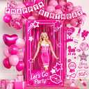 Birthday Decorations for Women,Happy Birthday Banner, 35 Balloons,Photo Booth Props for Girls (Hot Pink)