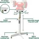 HTC Bench Grinder Stand Adjustable Height From 25 to 41 Inch Heavy Duty 500 lb Capacity Universal Power Tool Stand White HGP-10