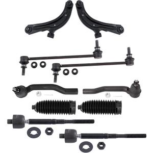 TRQ Front Steering & Suspension Kit Control Arm with Ball Joint Steering Rack & Pinion Bellow Sway Bar Stabilizer Link Tie Rod Compatible with Chevrolet Nissan