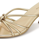 Women's Strappy Square Open Toe Kitten Heels Sandals Knotted Design Summer Fashion Slip On Mule Style, size 7,5