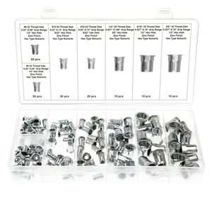Swordfish 32700 - American Standard SAE Hex Type Thin Sheet Nut-Insert Nutsert Rivnut Assortment, Package of 115 Pieces, Size: #6#8#10 1/4 5/16 3/8 missing 3