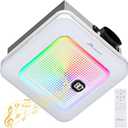 Hawkrown Bathroom Exhaust Fan with Bluetooth Speaker, 230 CFM 1.0 Sone Bathroom Exhaust Fan with Light, 3 Dynamic Light, 7 LED Color, 3 Color Temperatures, Nightlight, Remote, Easy Install (White)