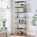 HOMISSUE Bookcase,7-Tier Tall Bookshelf Metal Bookcase and Bookshelves, Free Standing Storage Modern Bookshelf for Home Office Living Room and Bedroom, Black & Gold, 7-Tier23.6"W x 84.4"H