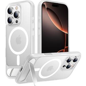 Temdan Magnetic Compatible with iPhone 16 Pro Max Case, [Built-in Invisible Kickstand][Compatible with MagSafe][Military Grade Shockproof] Slim Translucent Matte Phone Case for iPhone 16 Pro Max 6.9"
