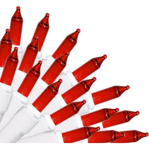 Brite Star 100 Count Mini String Christmas Lights, Red - 22 feet Indoor/Outdoor Christmas Tree Lights with White Wire