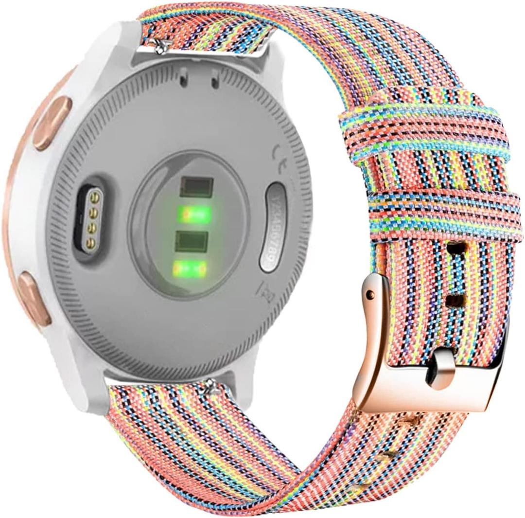 Abanen Nylon Watch Bands for Garmin Venu 2S / Venu 3S / Vivoactive 4S / Vivomove 3S, 18mm Quick Release Woven Soft Canvas Quick Dry Women Wristband Strap for Forerunner 255s/265S