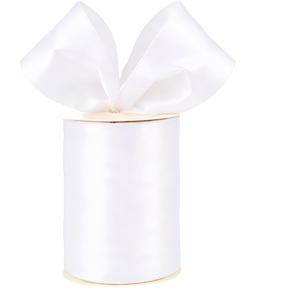 Meseey 4 Inch White Satin Wired Ribbon 20 Yards, Extra Wide Solid Wired Edge Ribbon for Gift Wrapping, Wreaths, Big Bows, Floral Bouquets, Crafts, Wedding, Birthday, Christmas and Home Decorations