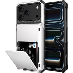 Vofolen for iPhone 17 Pro Max Case Wallet with Card Holder Dual Layer Heavy Duty Shockproof Drop Protection Hidden Flip 4-Card Slots Pocket Phone Cover for Women Men, 6.9 Inch White