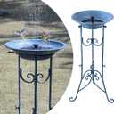 Multifunctional Solar Bird Bath for Outside, Metal Birdbath Stand and Solar Fountain Bird Bath Bubbler Combo Set, Solar Birdbaths for Outdoors Garden Lawn Yard DecorBlue