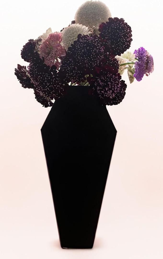 Decorative Black Coffin Shaped Flower Vase, 9 x 4 inches