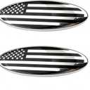 2 Pack Compatible for 2004-2014 F150 Front Grille Rear Tailgate Emblem, 9" Black Oval American Flag Emblem Fits 11-14 Edge, 11-16 Explorer, 06-11 Ranger, 07-14 Expedition