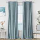 Guken Blue Linen Blackout Curtains 84 Inch Length 2 Panels Set for Living Room Bedroom Back Tab Thermal Insulated 100% Black Out Linen Drapes Room Darkening Window Curtains 84 Inches Long Dusty Blue
